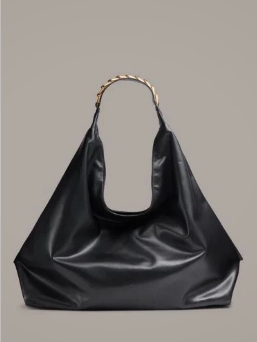 Donna Karan Black Shoulder Hobo with Gold  Braided Handle New X-Large - Picture 9 of 16